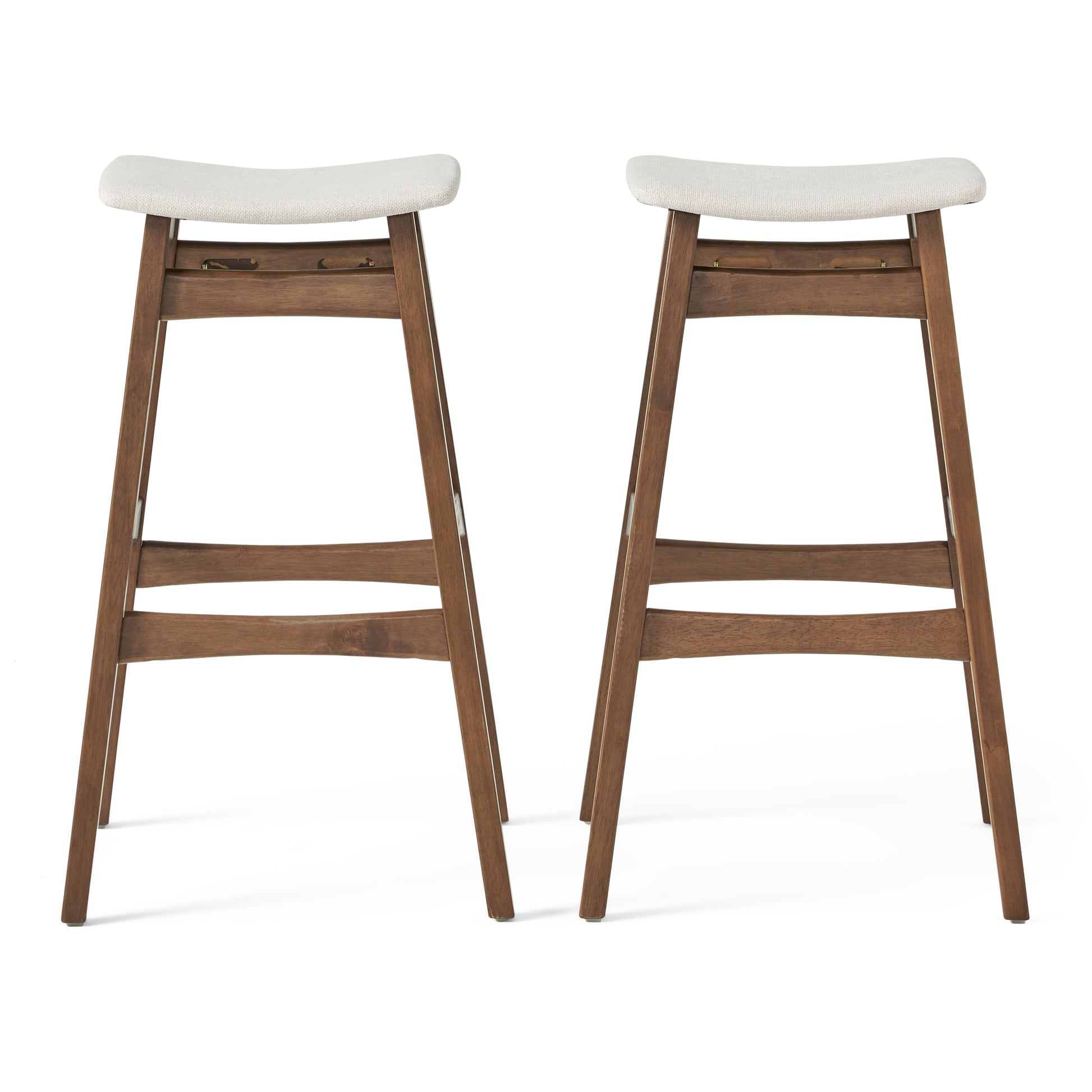 Light Beige Fabric Bar Stool Set for Kitchen Dining Room