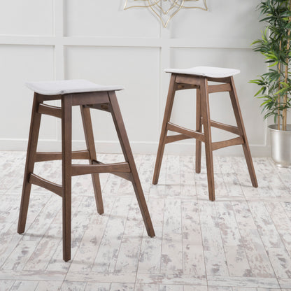 Light Beige Fabric Bar Stool Set for Kitchen Dining Room