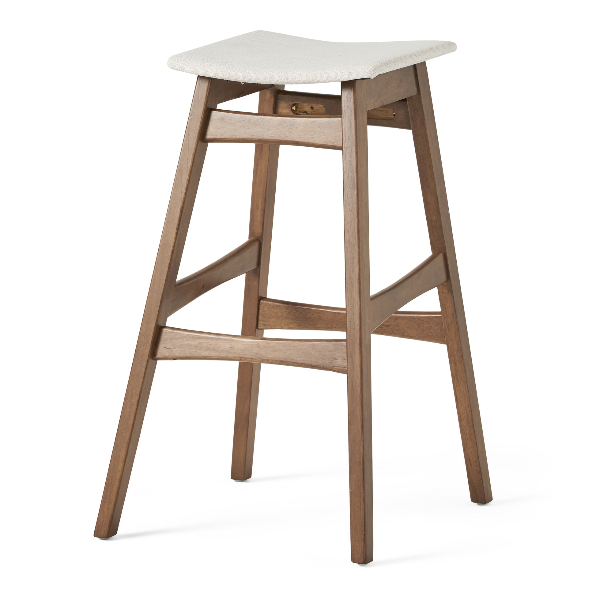 Light Beige Fabric Bar Stool Set for Kitchen Dining Room