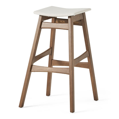 Light Beige Fabric Bar Stool Set for Kitchen Dining Room