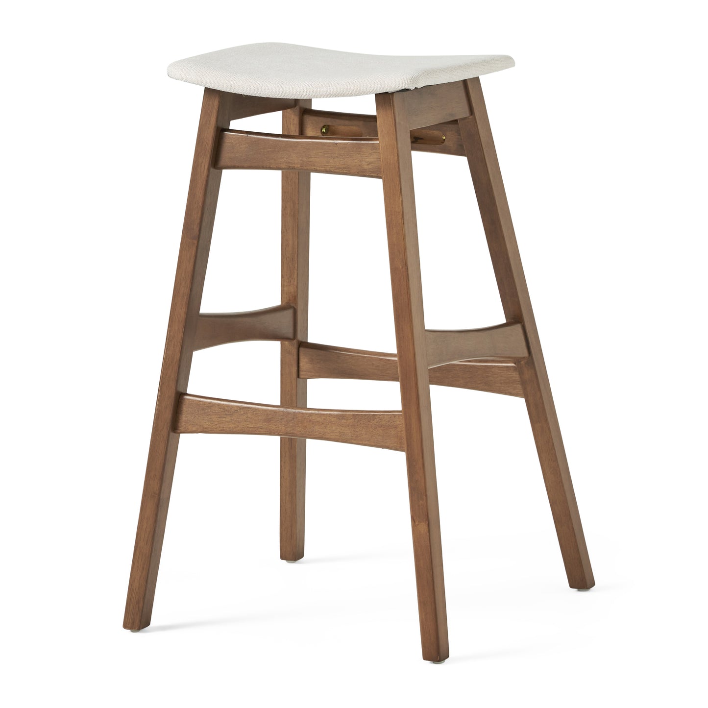 Light Beige Fabric Bar Stool Set for Kitchen Dining Room