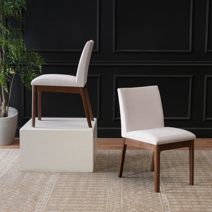 Light Beige Walnut Dining Chairs - Set of 2