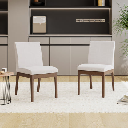Light Beige Walnut Dining Chairs - Set of 2