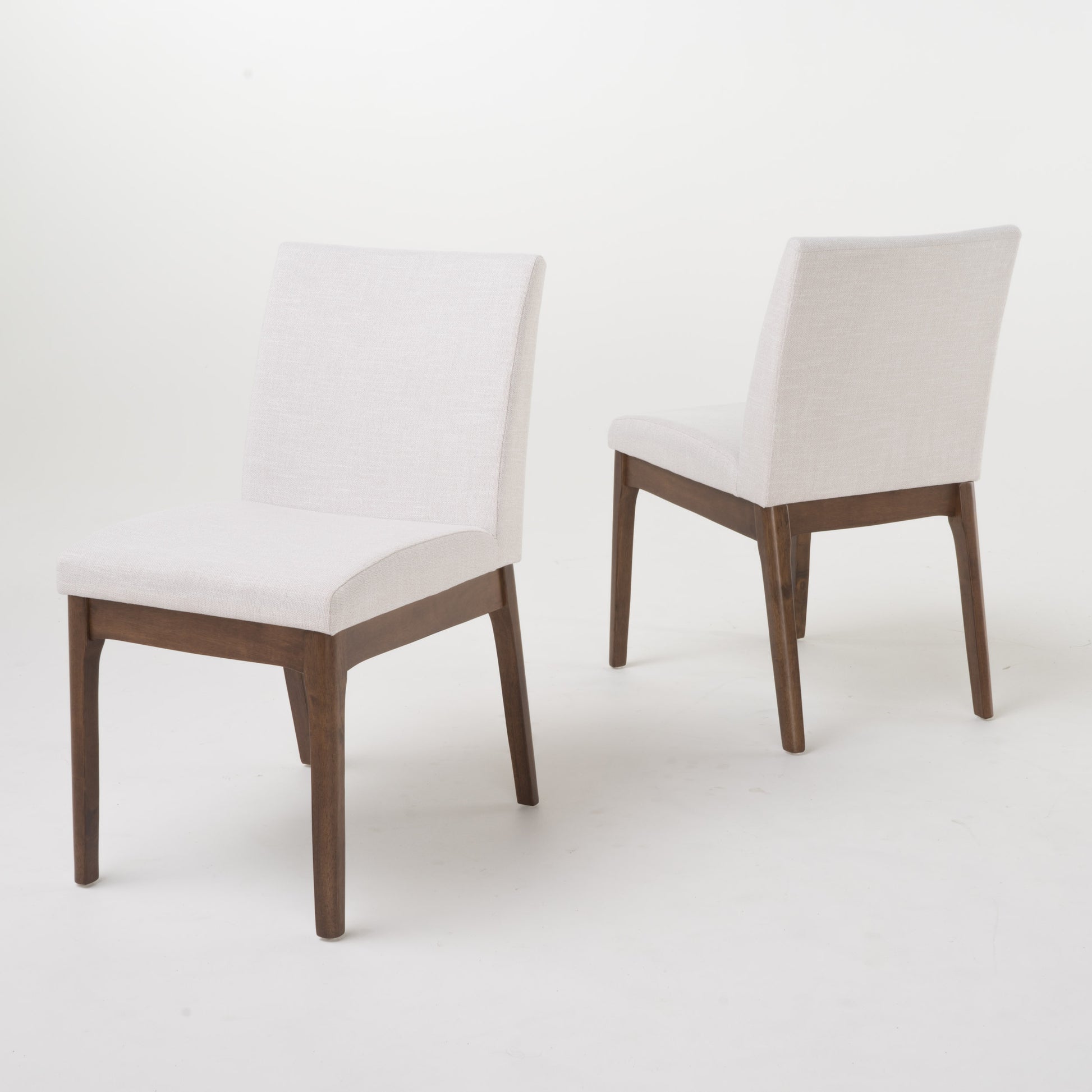 Light Beige Walnut Dining Chairs - Set of 2