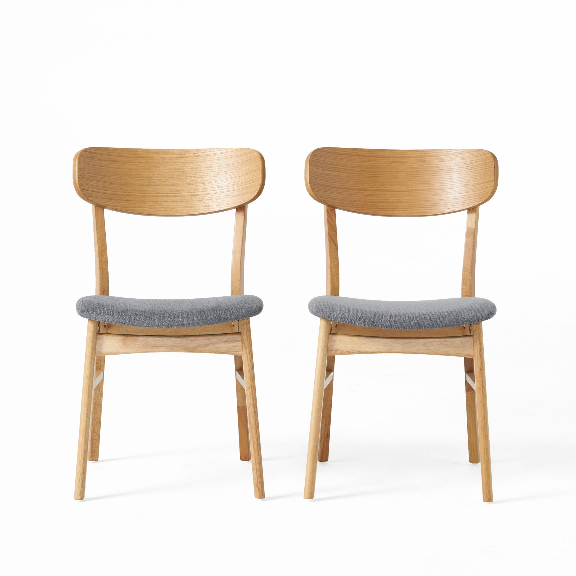 Dark Grey Dining Chairs Set of 2 - Fabric Cushioned