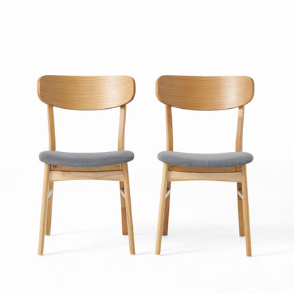 Dark Grey Dining Chairs Set of 2 - Fabric Cushioned