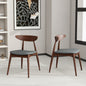 Set of 2 Retro Rubberwood Chairs with Ergonomic Back & Plush Cushions, Walnut+Light Gray (same sku: 59297.00DBEI)