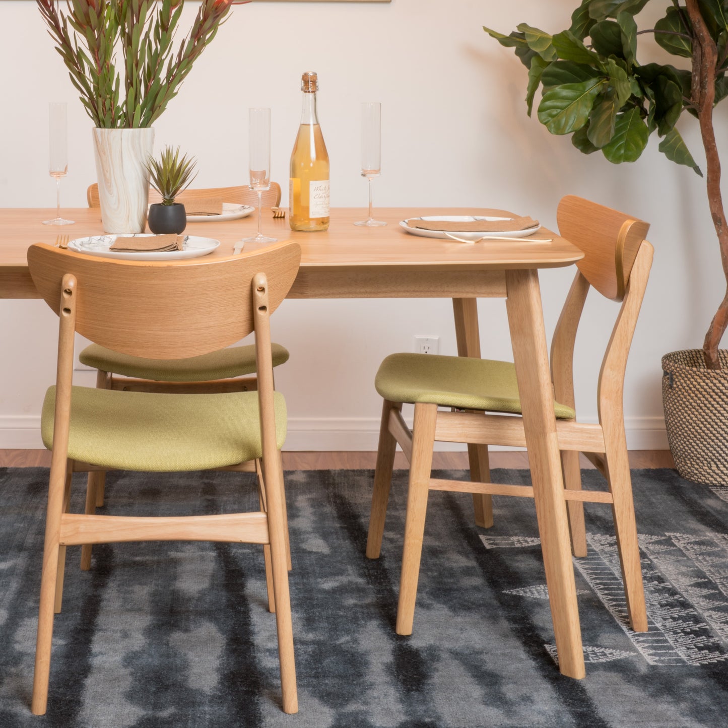 Green Fabric Dining Chair - 18.3" High for Dining Room