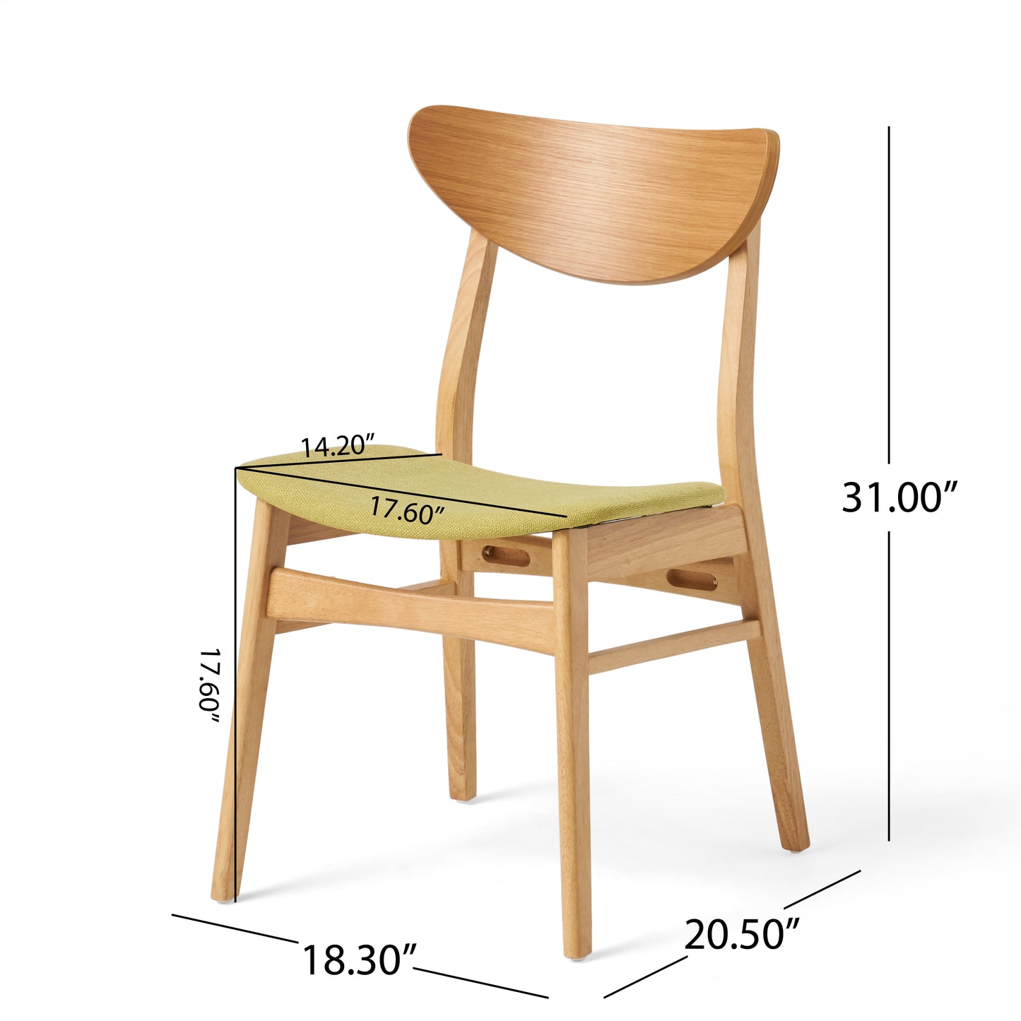 Green Fabric Dining Chair - 18.3" High for Dining Room