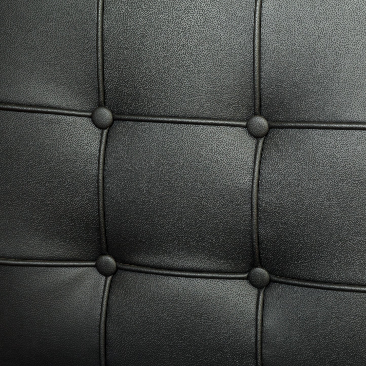 Black Leather Dining Chair Set with Stainless Steel Legs
