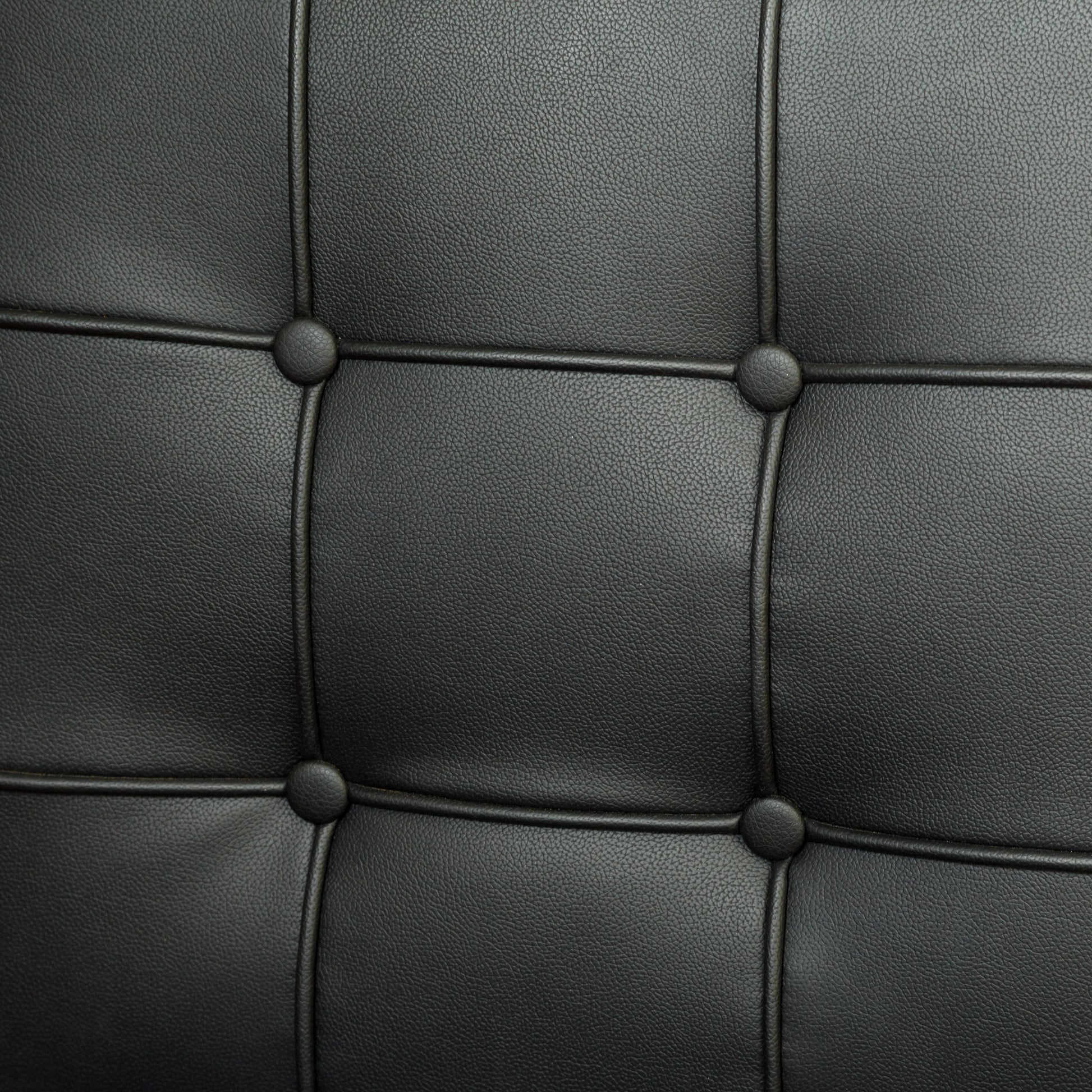 Black Leather Dining Chair Set with Stainless Steel Legs