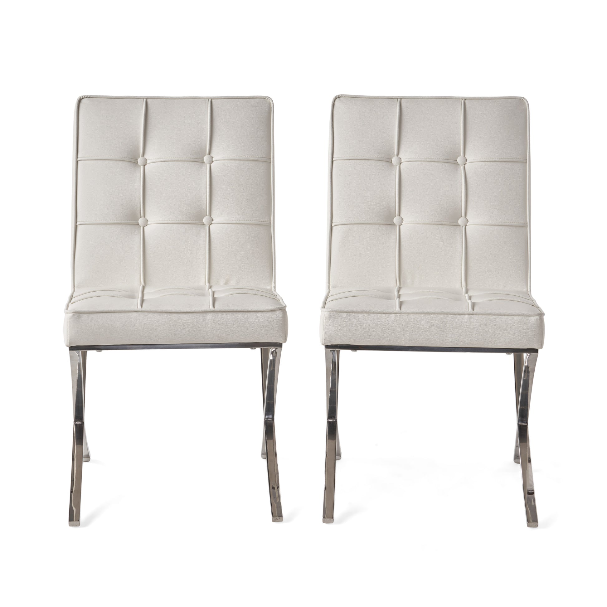 Elegant White Leather Dining Chairs (Set of 2)