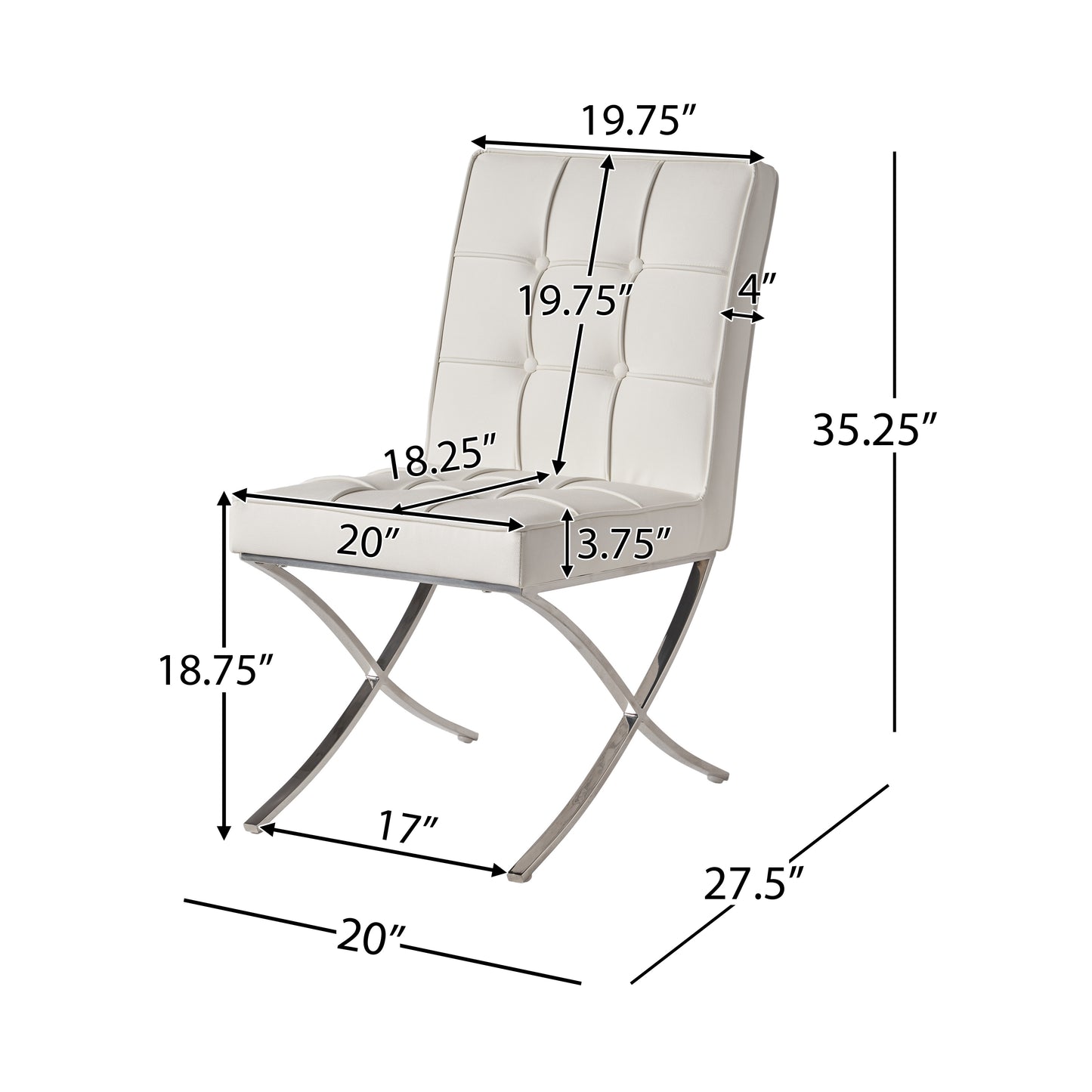 Elegant White Leather Dining Chairs (Set of 2)