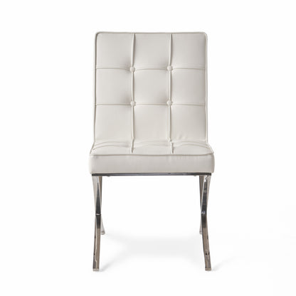 Elegant White Leather Dining Chairs (Set of 2)