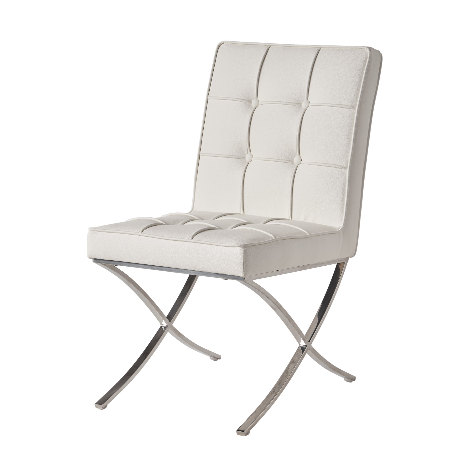 Elegant White Leather Dining Chairs (Set of 2)