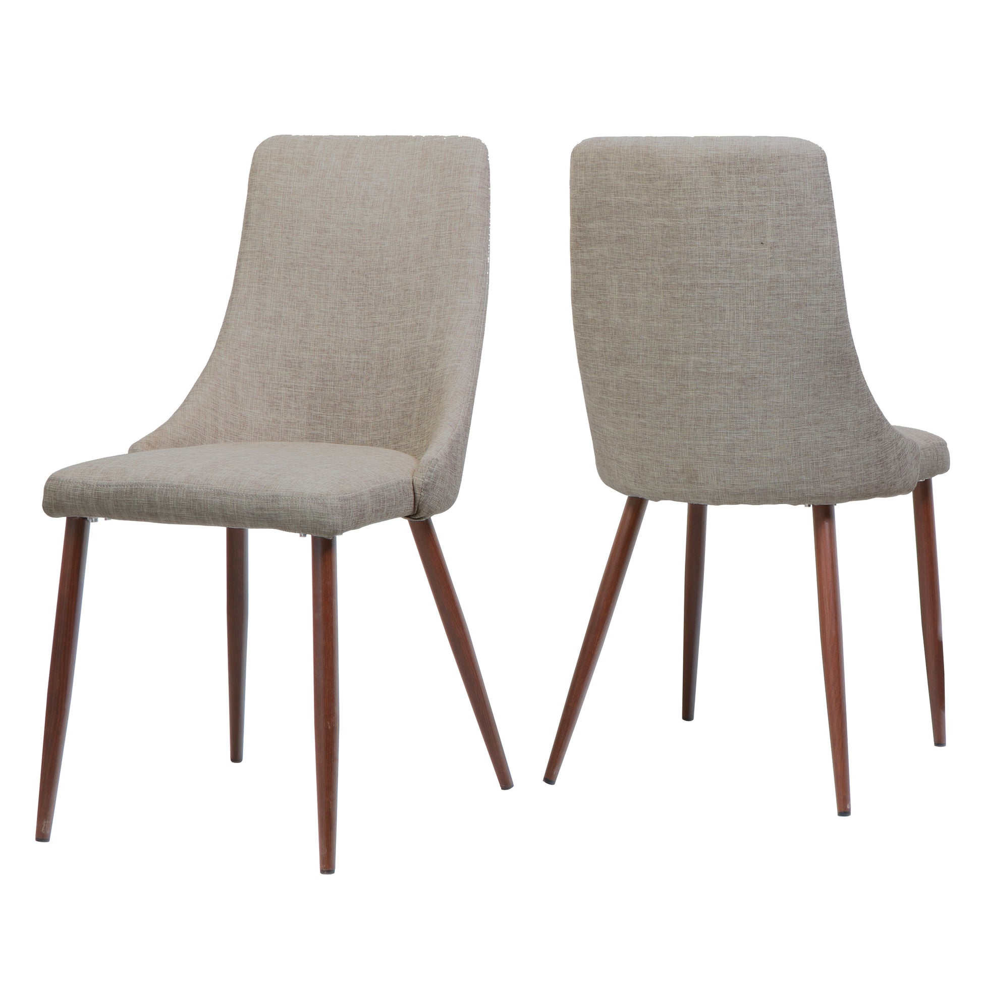 Walnut & Wheat Mid-Century Dining Chairs - Set of 2 for Dining Room