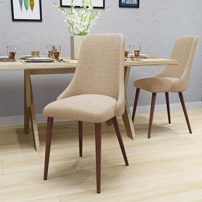 Walnut & Wheat Mid-Century Dining Chairs - Set of 2 for Dining Room