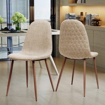 Wheat Fabric Dining Chairs - Set of 2