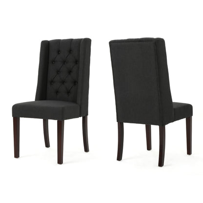 Charcoal Wood Fabric Dining Chairs - Set of 2 for Dining Room
