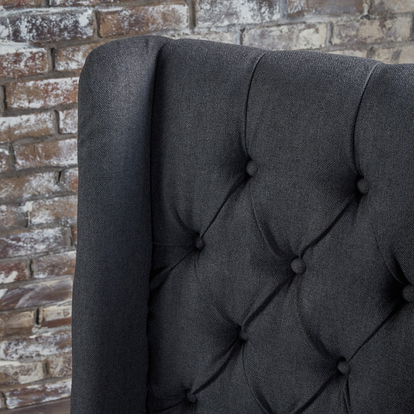 Charcoal Wood Fabric Dining Chairs - Set of 2 for Dining Room