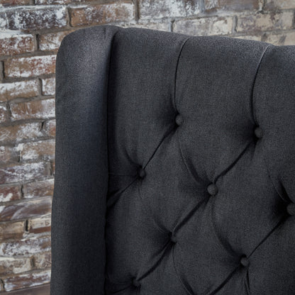 Charcoal Wood Fabric Dining Chairs - Set of 2 for Dining Room