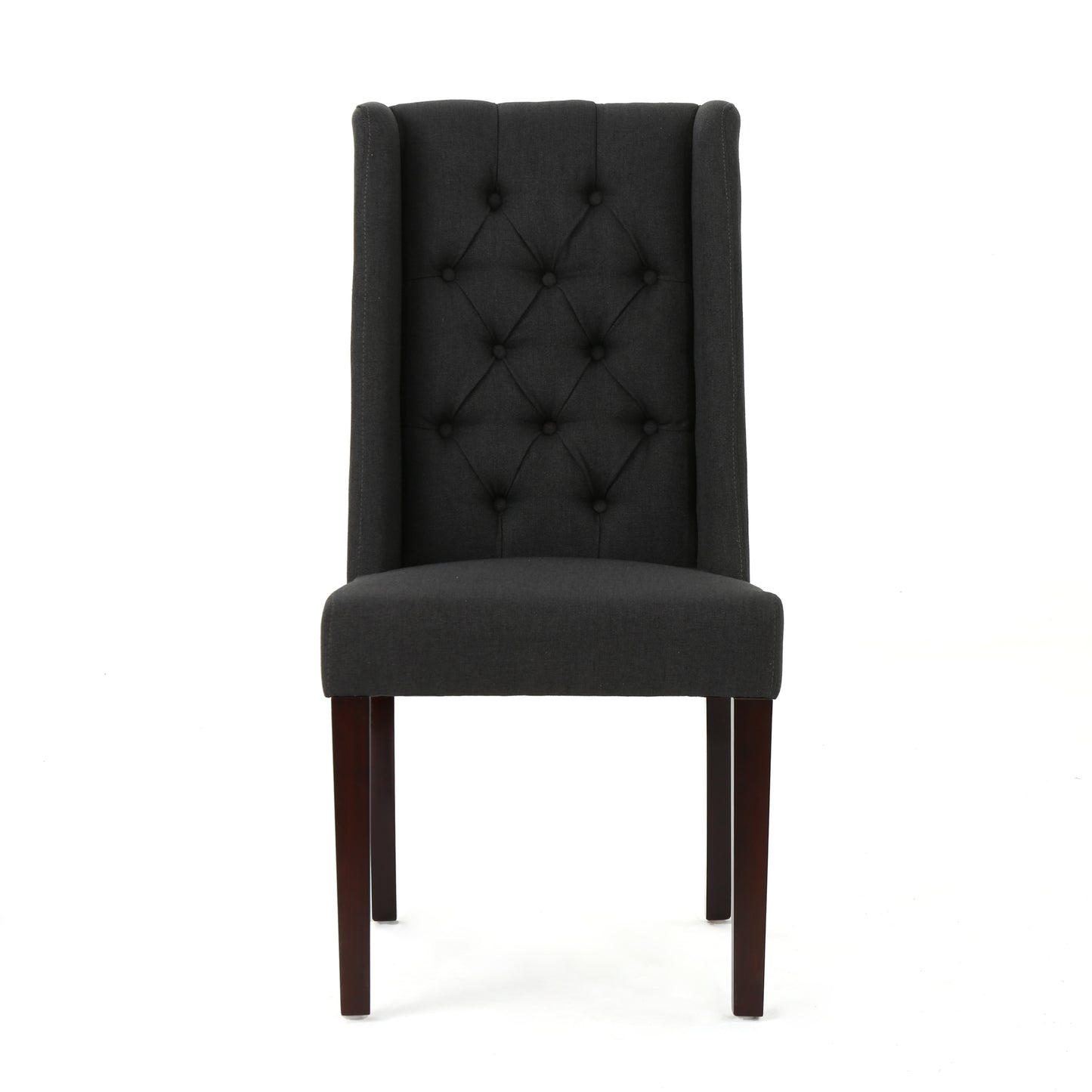Charcoal Wood Fabric Dining Chairs - Set of 2 for Dining Room
