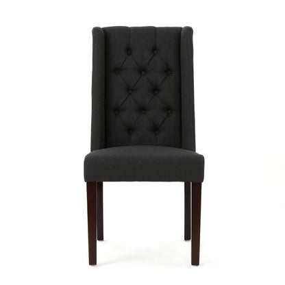 Charcoal Wood Fabric Dining Chairs - Set of 2 for Dining Room