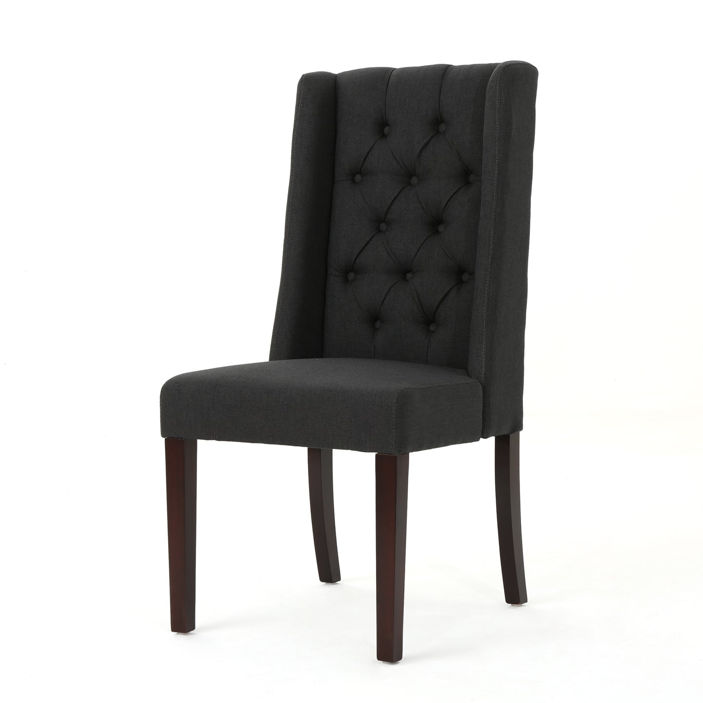Charcoal Wood Fabric Dining Chairs - Set of 2 for Dining Room