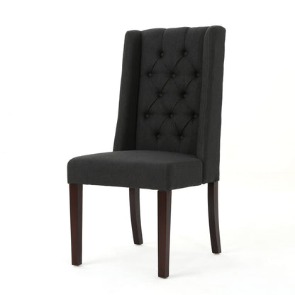 Charcoal Wood Fabric Dining Chairs - Set of 2 for Dining Room