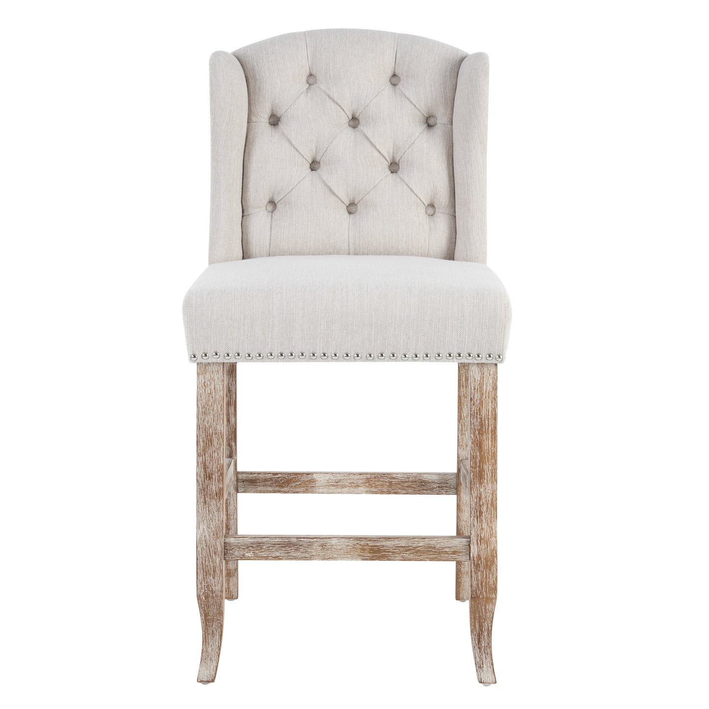 Beige Wingback Counter Stools Set of 2 - 26.78" Height