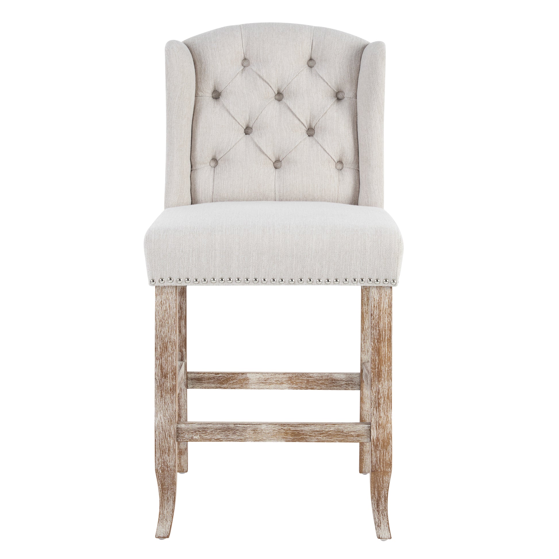 Beige Wingback Counter Stools Set of 2 - 26.78" Height