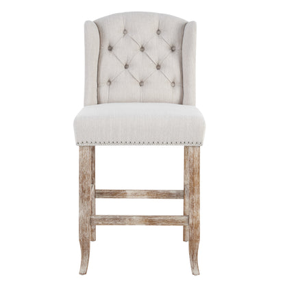 Beige Wingback Counter Stools Set of 2 - 26.78" Height