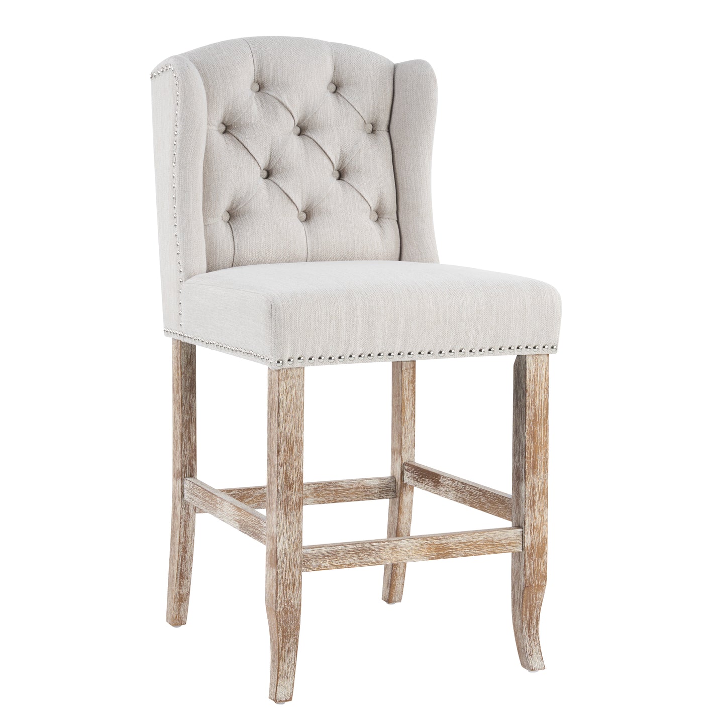 Beige Wingback Counter Stools Set of 2 - 26.78" Height