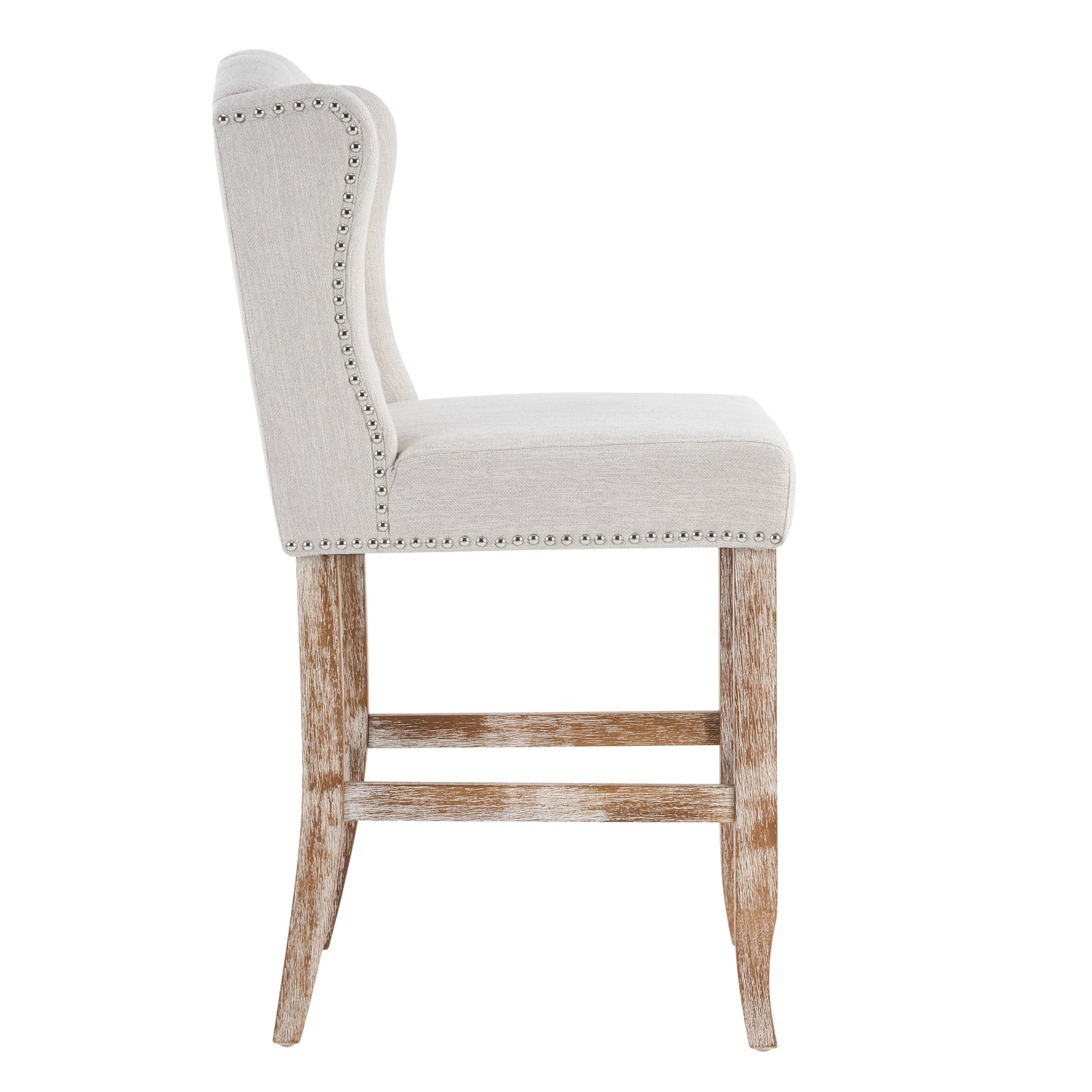 Beige Wingback Counter Stools Set of 2 - 26.78" Height