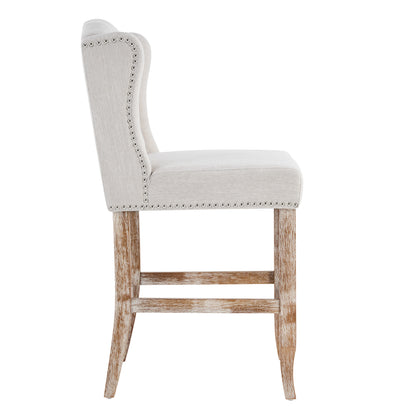 Beige Wingback Counter Stools Set of 2 - 26.78" Height