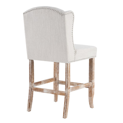 Beige Wingback Counter Stools Set of 2 - 26.78" Height
