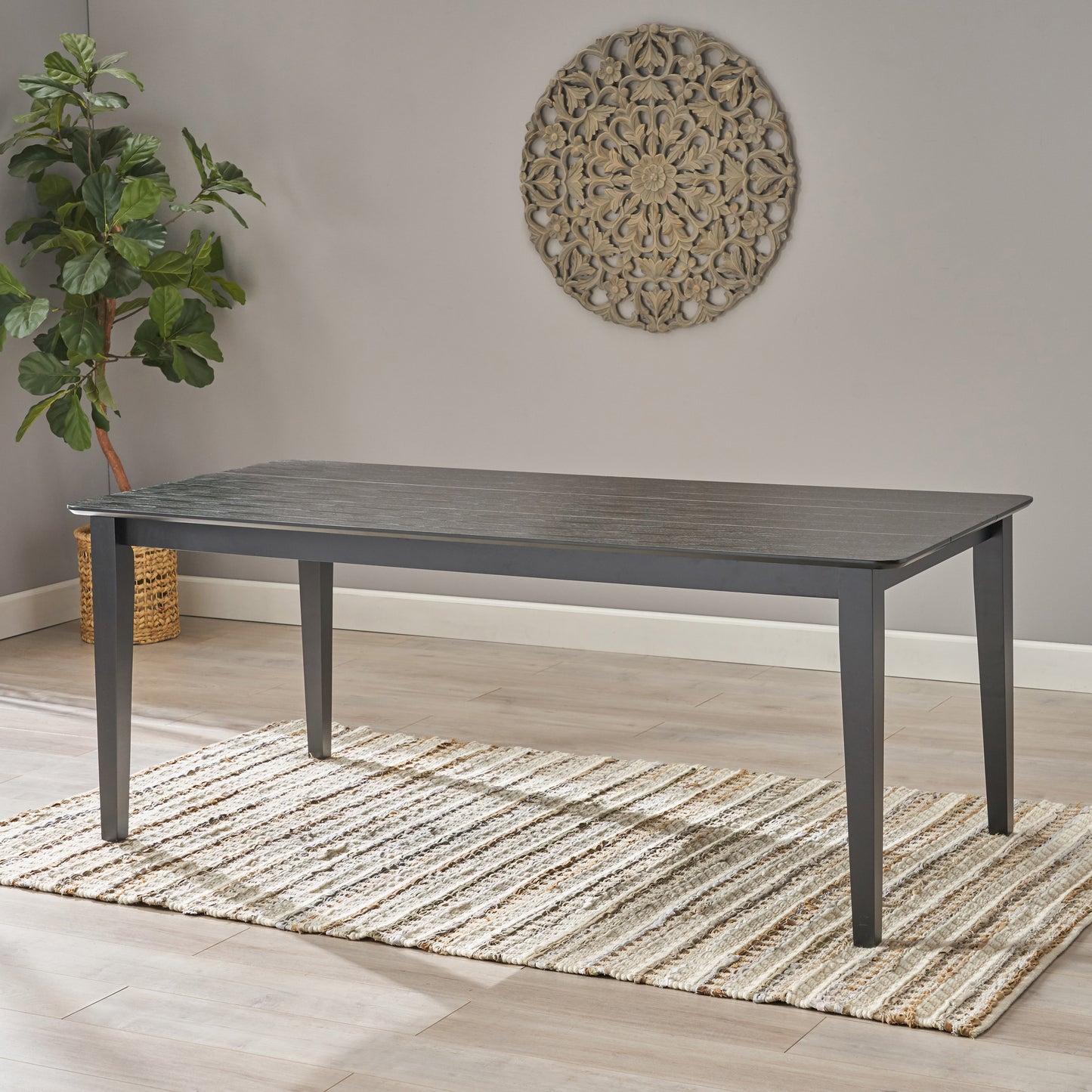 Black Solid Wood Dining Table - 76" x 35.5" for Dining Room
