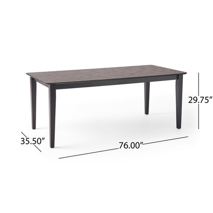 Black Solid Wood Dining Table - 76" x 35.5" for Dining Room