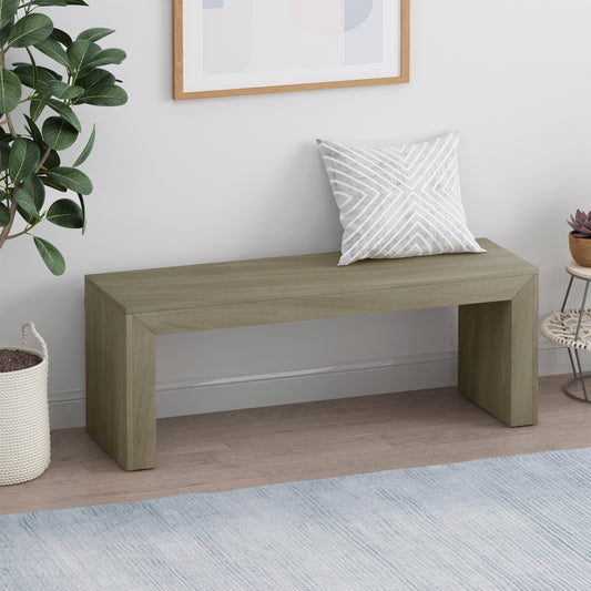 Acacia Wood Dining Bench, Light Gray Oak