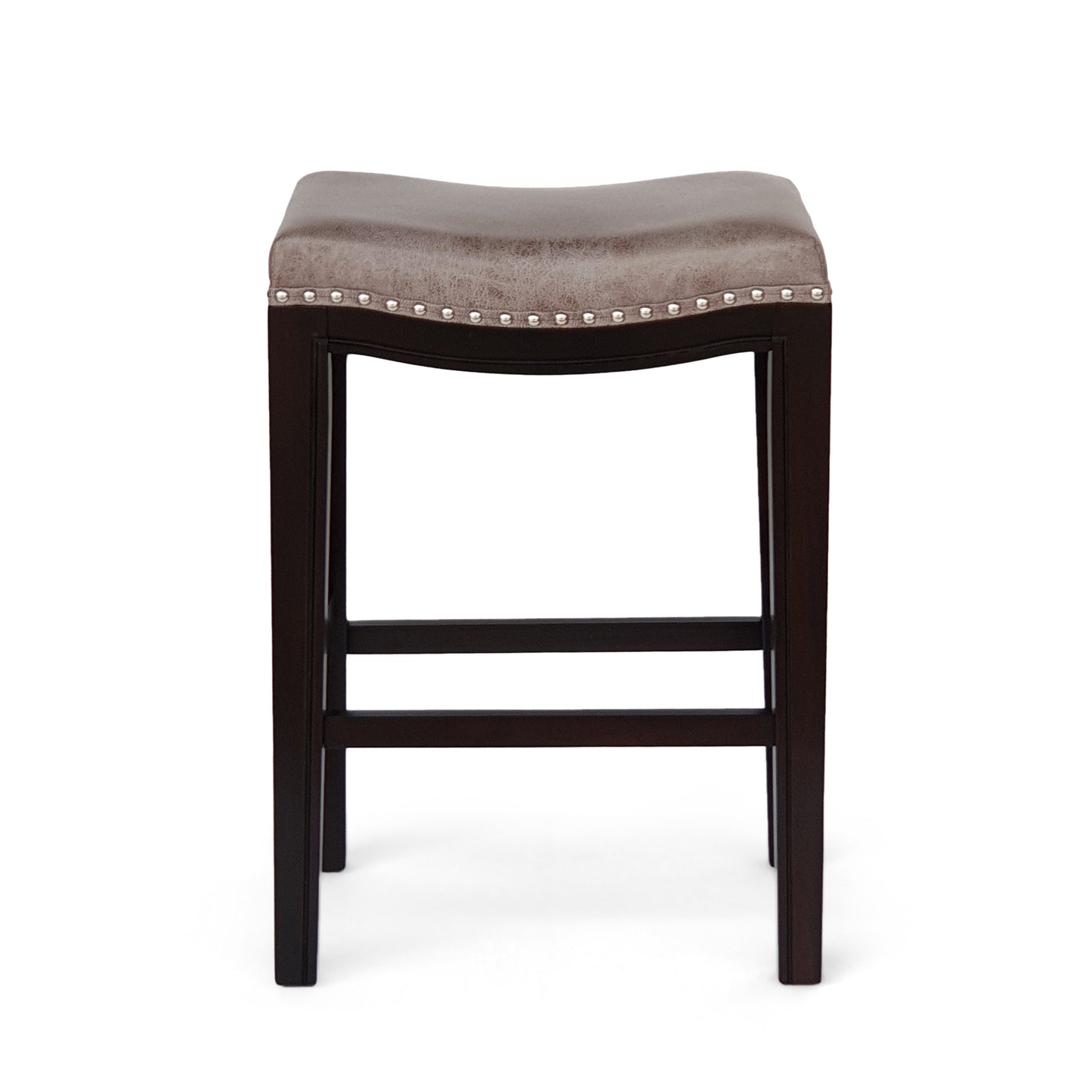 Grey Fabric Bar Stools Set of 2 - Acacia Wood Frame for Dining Room