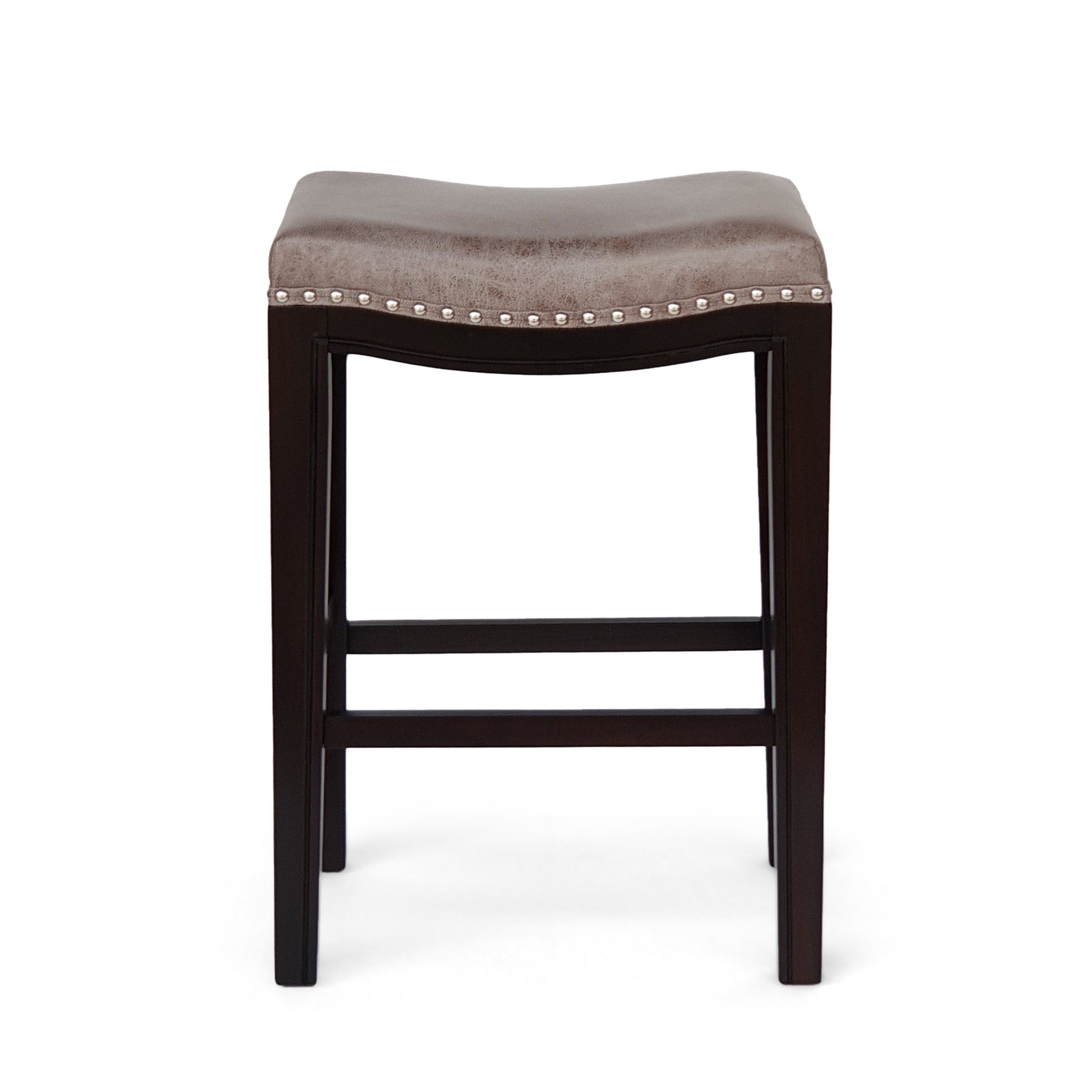 Grey Fabric Bar Stools Set of 2 - Acacia Wood Frame for Dining Room