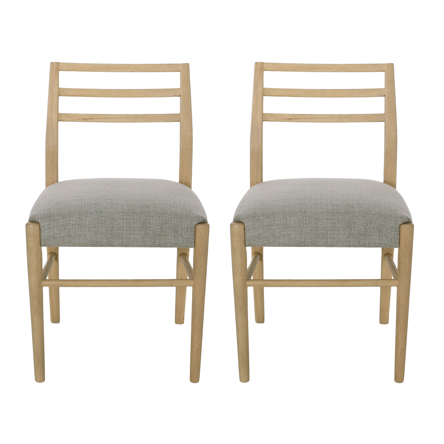 Dining Chairs Set of 2 - Grey Fabric Farmhouse Style