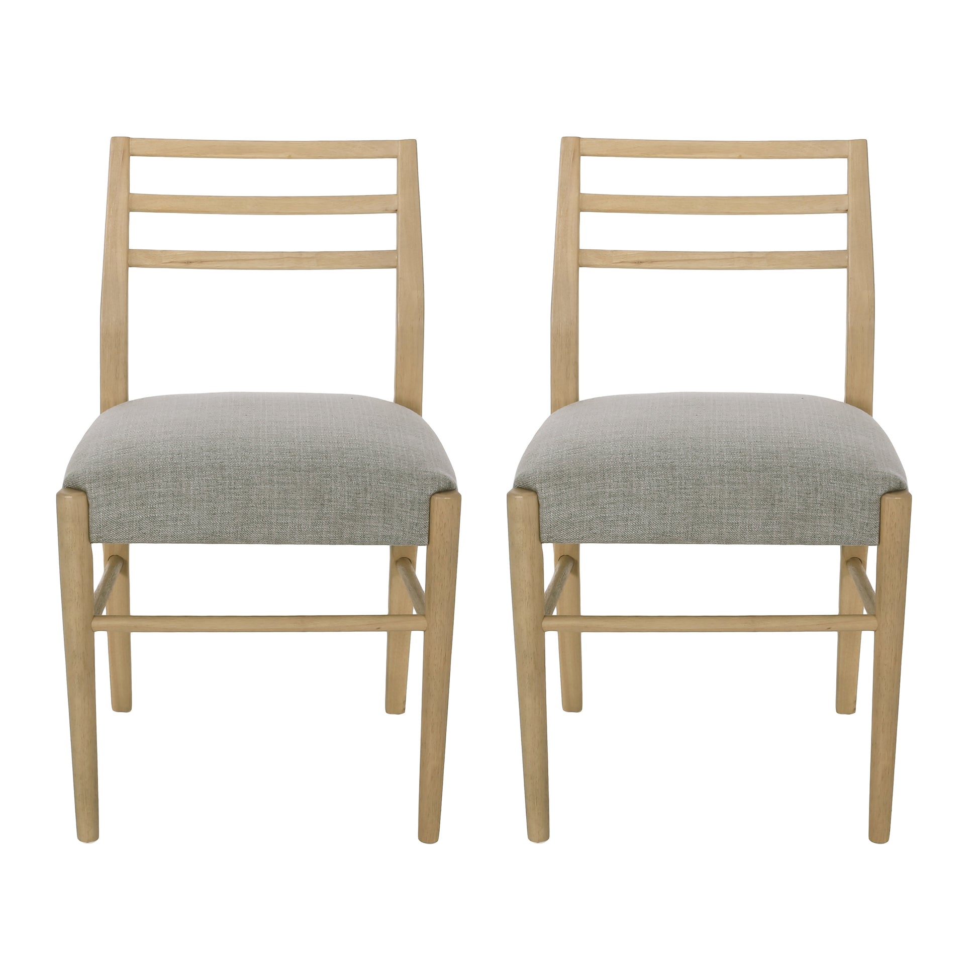 Dining Chairs Set of 2 - Grey Fabric Farmhouse Style