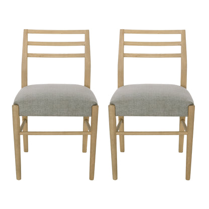 Dining Chairs Set of 2 - Grey Fabric Farmhouse Style