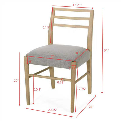 Dining Chairs Set of 2 - Grey Fabric Farmhouse Style
