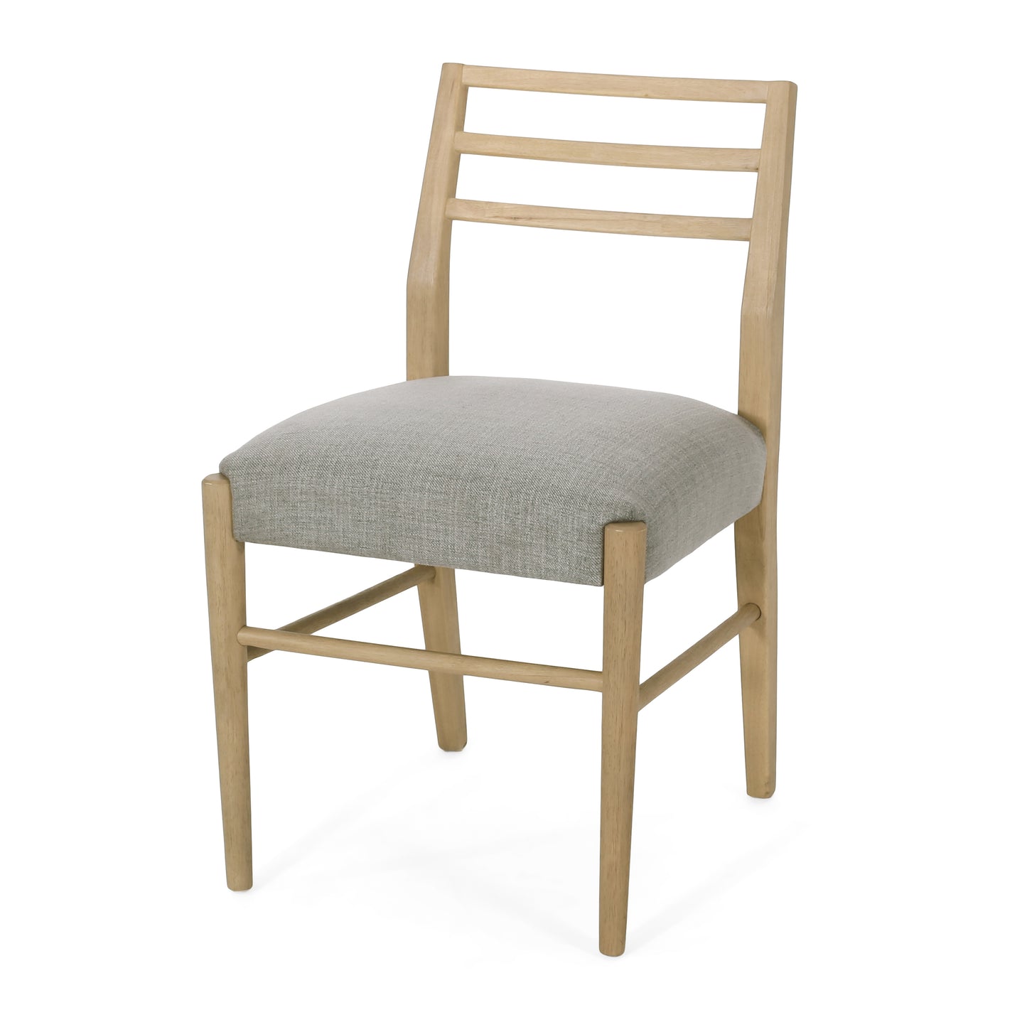 Dining Chairs Set of 2 - Grey Fabric Farmhouse Style