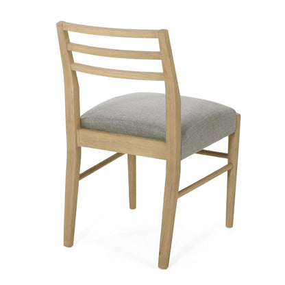 Dining Chairs Set of 2 - Grey Fabric Farmhouse Style
