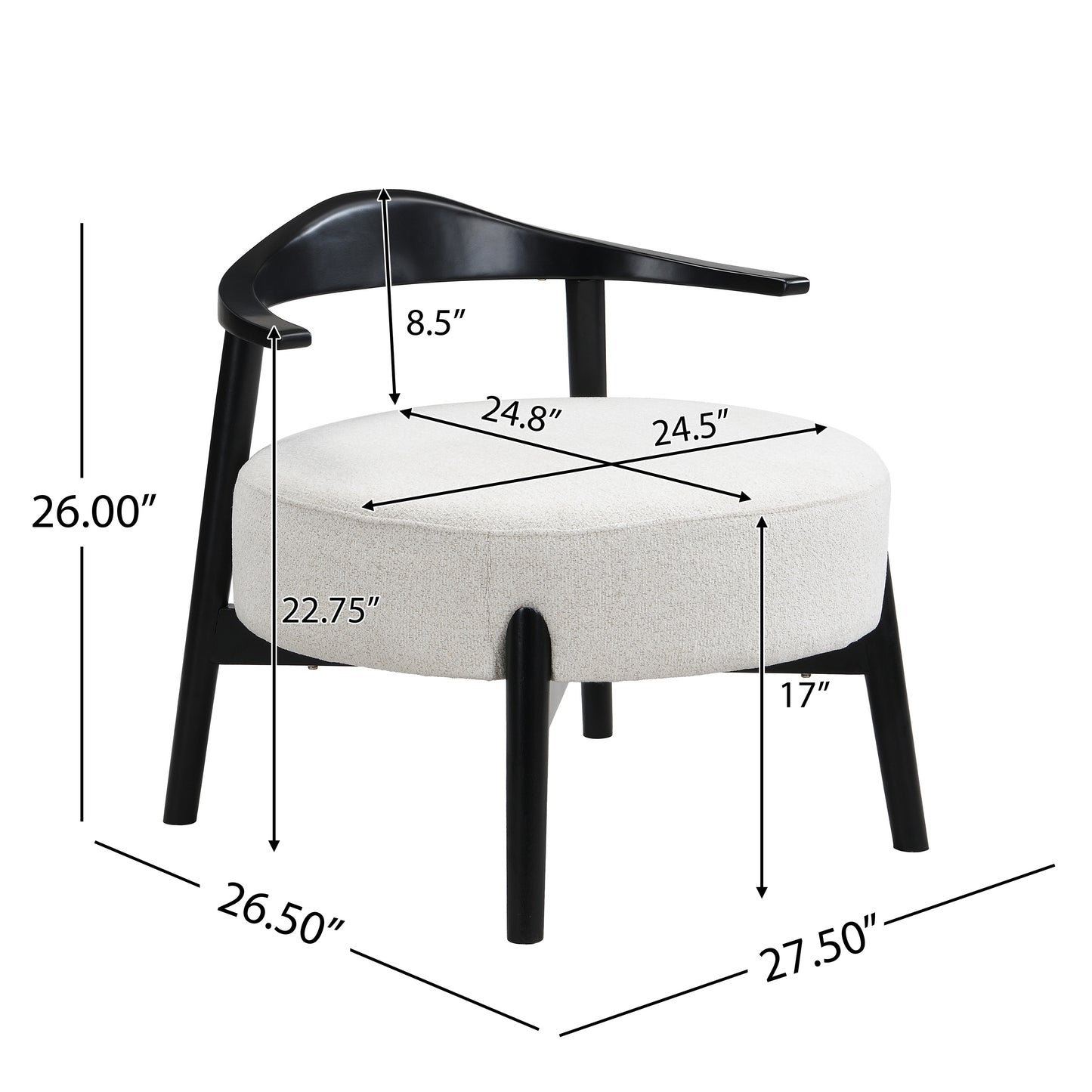 Beige Black Solid Wood Accent Chair for Dining Room Seating