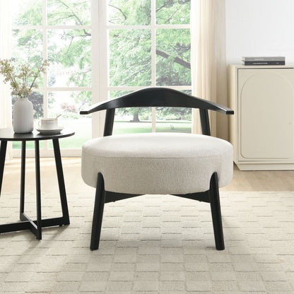 Beige Black Solid Wood Accent Chair for Dining Room Seating