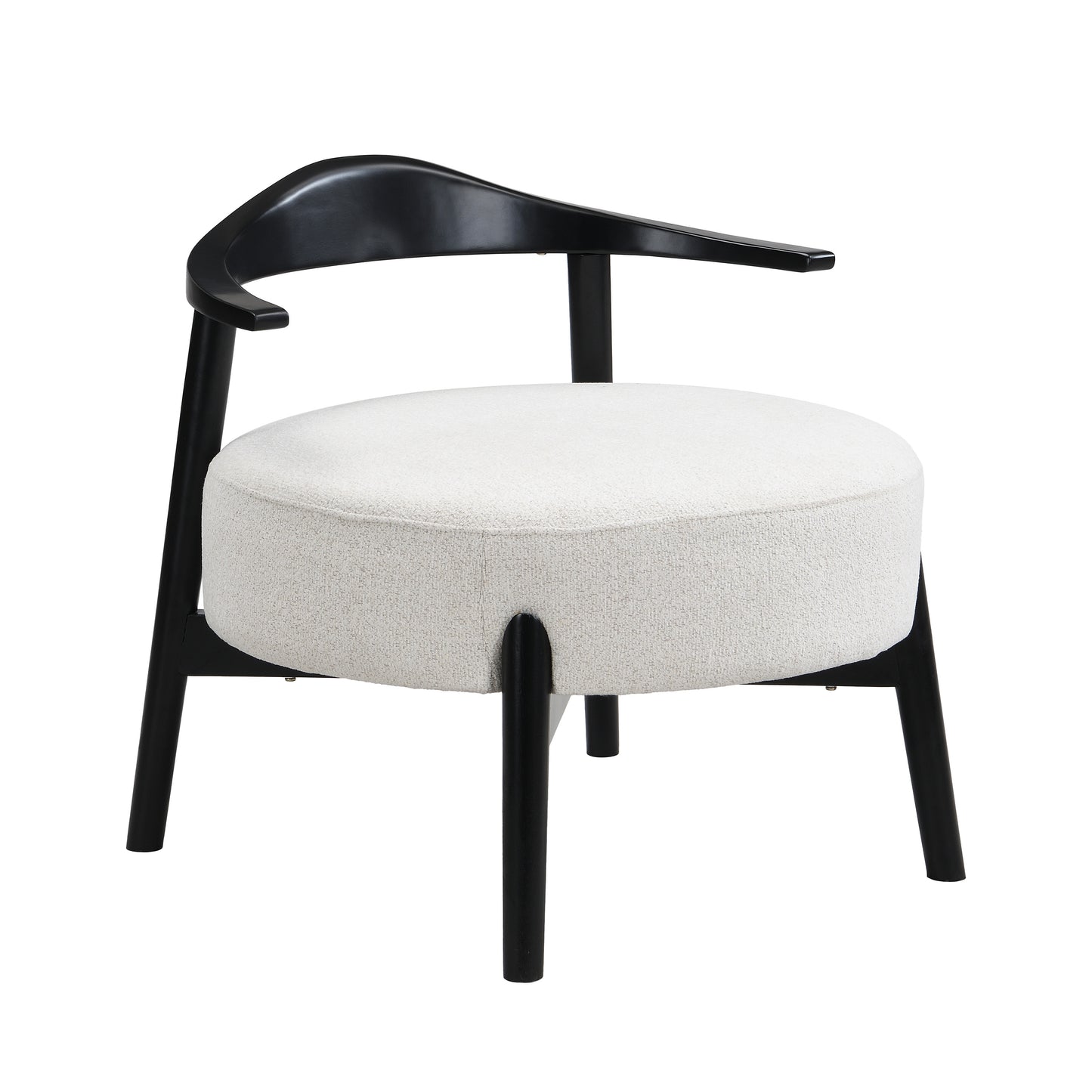 Beige Black Solid Wood Accent Chair for Dining Room Seating